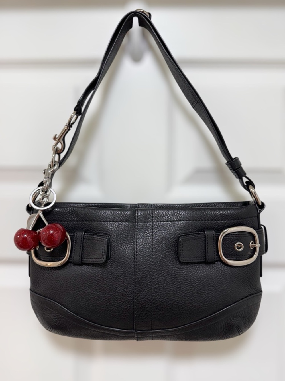 Coach Soho Buckle Pebbled Leather Shoulder Bag Black Y2K